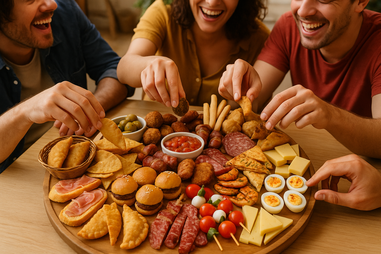 Picada con amigos disfrutando